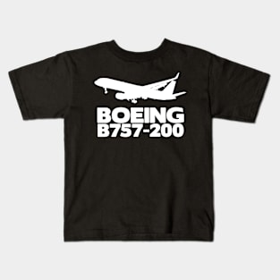 Boeing B757-200 Silhouette Print (White) Kids T-Shirt